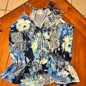 VENUS Blue Paisley Tank with Floral Print
